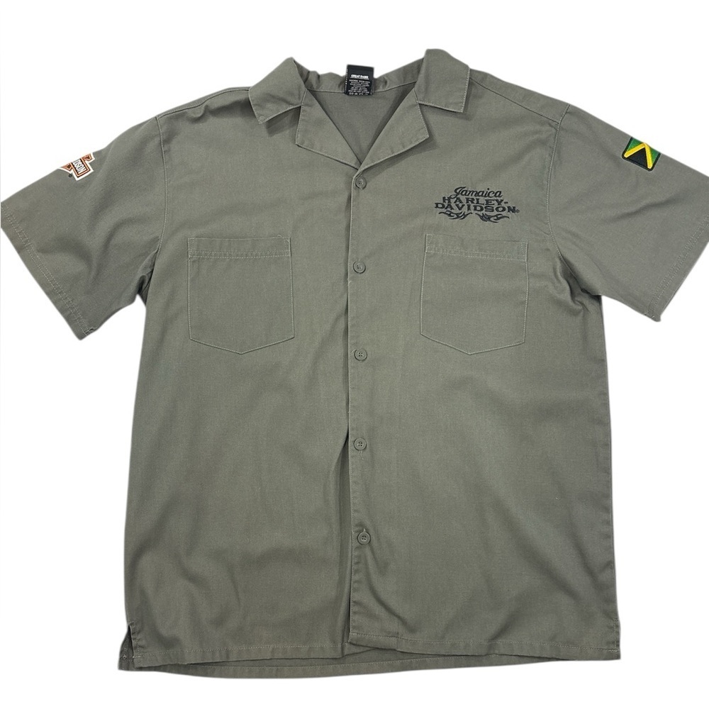 VINTAGE HARLEY DAVIDSON JAMAICA EMBROIDERED SHIRT A0163040 Size L